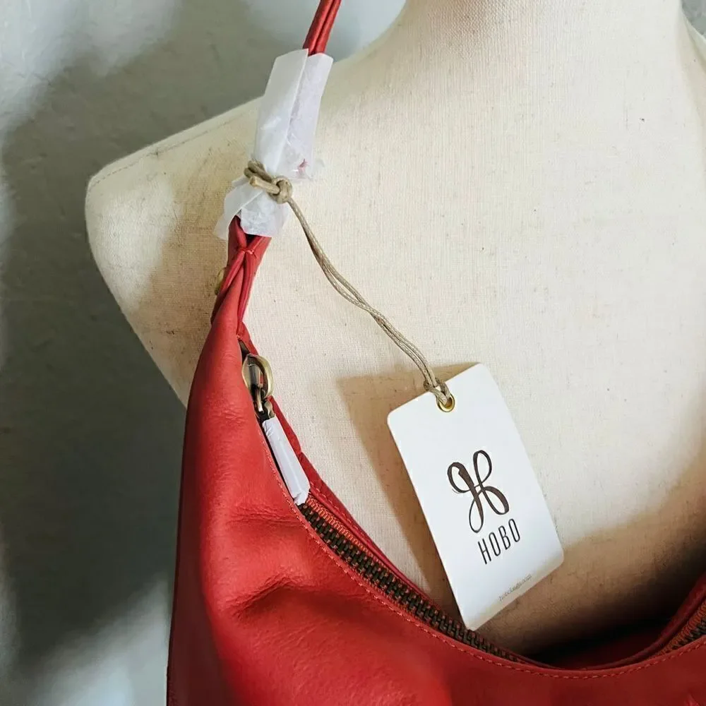 Hobo Entrine Whipstitch Leather Shoulder Tote Bag, Leather, Orange (Ginger) NWT - Picture 9 of 16